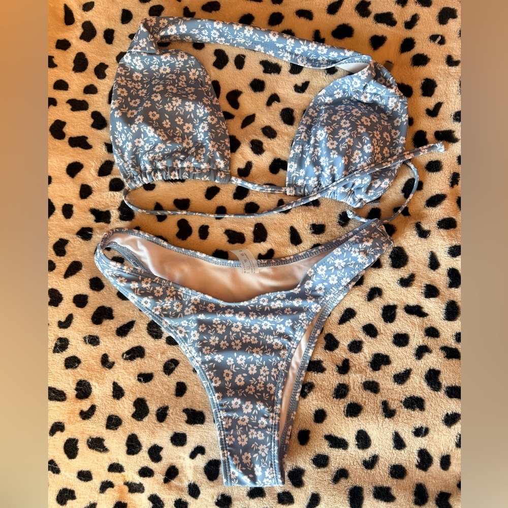 Floral Blue Bikini Set